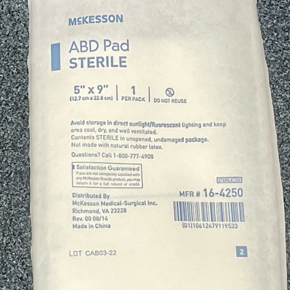 McKesson ABD Sterile Pads 5x9- Qty 40 - Picture 3 of 3